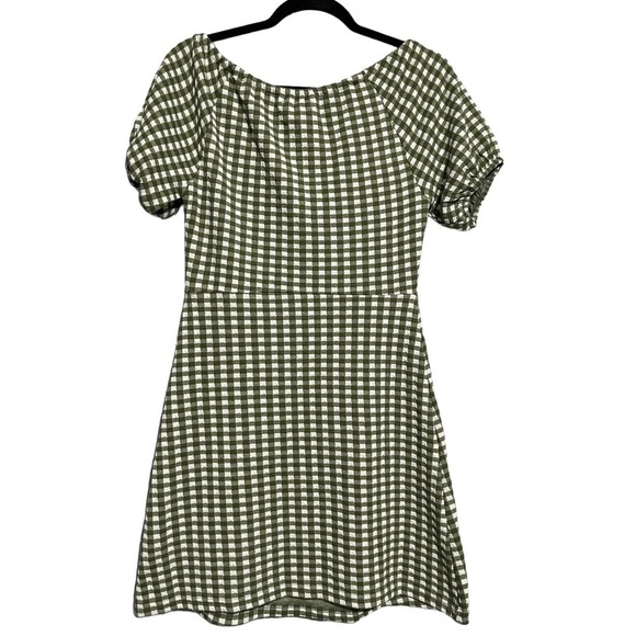 Madewell Jacquard Puff-Sleeve  Mini Dress Gingham Check - Picture 5 of 12